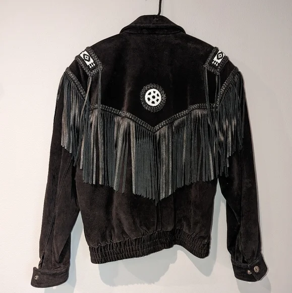 Vintage Scully Authentic Genuine black leather jacket with black leather fringe. - Picture 8 of 12